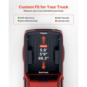 Copertura Morbida Avvolgibile per Cassone 5.8 ft Compatibile con Chevy Silverado/GMC Sierra 1500 (2019-2025) e Nuova Carrozzeria F-250 & Pao - Product Image 2