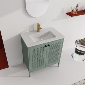 30-Inch Freestanding <b>Bathroom</b> <b>Vanity</b> with Ceramic Sink Premium Single <b>Vanity</b> for Small <b>Bathrooms</b> - Product Image 6
