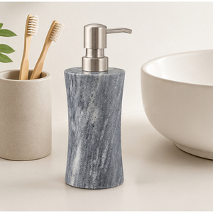 Distributeur de savon en marbre gris naturel à prix d'usine avec pompe en acier inoxydable antirouille, flacon de lotion pour hôtel moderne et maison - Product Image 4