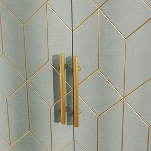 Modern 4-<b>Door</b> Credenza Accent Cabinet with Elegant Gold <b>Trim</b> Spacious Buffet Storage for Living Dining and Kitchen Areas - Product Image 6