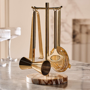 Ensemble de barware en marbre et laiton de qualité supérieure, personnalisé, ensemble de bar pour mariage haut de gamme à prix de gros, ensemble d'outils de barware - Product Image 1