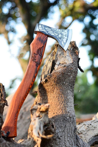 Hacha de Camping Premium Hecha a Mano para Exteriores con Cabeza de Acero Grabada y Mango de Madera, Hacha de Grado Industrial y para Bricolaje - Product Image 6