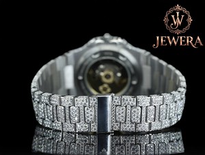 Best Quality Stunning Stainless Steel Silver <b>Watch</b> with Mossinate Diamond Detailing Fashionable and Timeless Design - Product Image 2