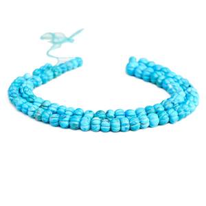 Perles de pierre gemme Howlite bleue sculptées en forme de melon, pour la fabrication de bijoux, fil de pierres en vrac de haute qualité - Product Image 4