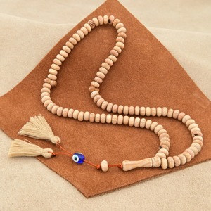 Tasbih en bois fait main, durable et moderne, perles de prière, chapelet, pompons, cadeau islamique, Misbaha musulmane, dévotion, méditation, rituels - Product Image 3