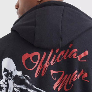Sweat-shirt à capuche noir pour homme, coupe classique, en polaire, hiver, décontracté, streetwear, imprimé devant, logo rouge, design skateboard, uni - Product Image 5