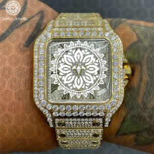 Custom square gold tone <b>watch</b> Stainless steel bracelet <b>watch</b> Rhinestone dial <b>watch</b> Men's <b>mechanical</b> <b>watch</b> - Product Image 1