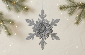 Adornos Navideños de Copos de Nieve Metálicos Brillantes Rojos y Plateados, Decoraciones Colgantes para Árbol de Navidad, Decoración Festiva - Product Image 4