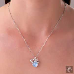 สร้อยคอและต่างหูคริสตัลสีฟ้าโอปอลปราโอปอลเครื่องประดับที่ดีพร้อมโบว์และดีไซน์เรืองแสง - Product Image 6