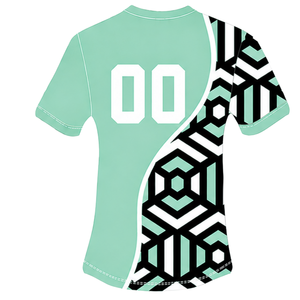 Mint Green <b>Black</b> <b>White</b> Geometric Rugby Jersey Short Sleeve Crew Neck Custom Breathable Training Athletic Team Sportswear - Product Image 2