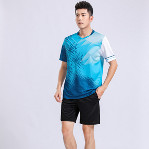 Ensemble de tennis professionnel pour homme 2026 de haute qualité : T-shirt et short sublimés à imprimé abstrait rose et bleu marine - Product Image 3