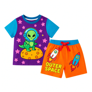 Conjunto deportivo informal de algodón para niños, camiseta y pantalones cortos, ropa de verano transpirable y ligera, talla personalizada - Product Image 6