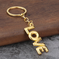Porte-clés Lettre Ballon LOVE en Alliage Doré Gonflé pour Couples, Accessoire de Sac Saint-Valentin