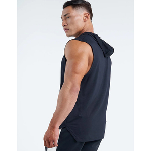 Men's Sleeveless Pullover <b>Hoodie</b> High Quality Cotton Blend Gym Wear Custom Streetwear Drawstring Hooded Tank Top Pullover <b>Hoodie</b> - Product Image 2