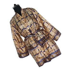 KS012 Kimono Corto de Seda Vintage para Mujer, Estampado Floral Colorido, Estilo Boho, para la Playa, Vacaciones, Salidas - Product Image 5