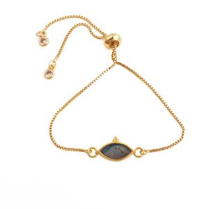 Bracelet ajustable en labradorite naturelle plaqué or, forme marquise, serti de pierres précieuses, tendance, unisexe, fait main, vente en gros - Product Image 1