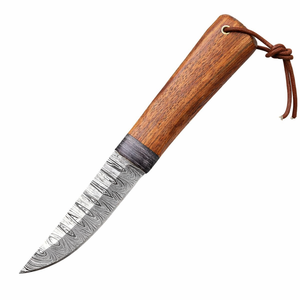 Couteaux médiévaux de Birka, couteau viking forgé à la main, lame en acier au carbone et manche en bois avec fourreau en cuir et laiton. - Product Image 1