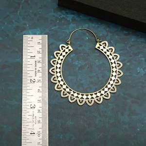 Boucles d'oreilles créoles en laiton plaqué or antique, style bohème géométrique, bijoux de mode pour femme, pièce maîtresse pour soirée - Product Image 3