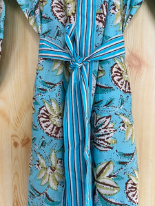 Bata Kimono con Estampado de Dibujos Animados para Mujer, 100% Algodón Tejido, Suave y Transpirable, Camisón de Verano Hecho a Mano, Cuello en V, Cintura Elástica, ODM - Product Image 3