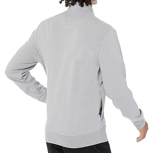 Sudadera con cuello alto y cremallera para hombre, de manga larga, estilo casual, en felpa francesa, color gris. - Product Image 3