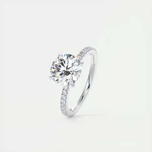 Anillo de compromiso Harper Classic Pave Solitaire con diamante cultivado en laboratorio de corte redondo de 2.25 quilates en oro blanco de 14 quilates. - Product Image 2