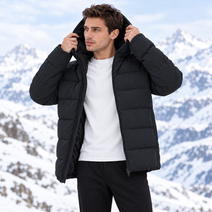 Custom <b>Men's</b> Hooded <b>Long</b> Quilted <b>Puffer</b> Jacket Fur Shell Warm Insulated Winter <b>Coat</b> Casual Outerwear OEM - Product Image 5