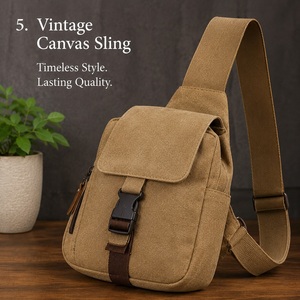 Sac bandoulière vintage en toile avec fermeture à boucle, petit sac messager pour homme pour usage quotidien - Product Image 1