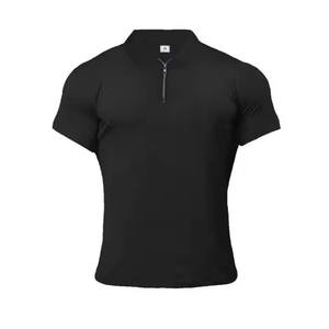 T-shirt de sport d'été pour hommes en gros, séchage rapide, demi-zip, manches courtes, coupe oversize, en tissu tissé, uni et sportif - Product Image 5