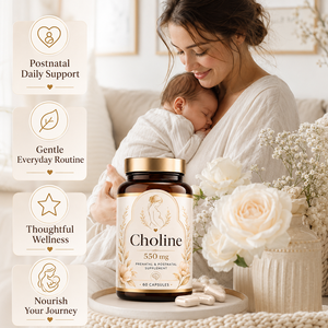 Suplemento Prenatal y Postnatal de Colina 550 mg, 60 Cápsulas, Vitamina Natural para Mujeres, No Apto para Recién Nacidos - Product Image 6