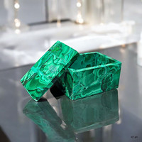 Boîte à bijoux sculptée en pierres précieuses de haute qualité, malachite naturelle polie, quartz, agate, rangement portable, cadeau de bijoux antique