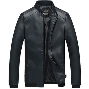 Manteau en cuir mi-long pour homme, hiver, doublure polaire, grand col, style costume, fourrure - Product Image 2