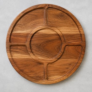 Plato giratorio Lazy Susan reversible de madera de acacia de doble altura al por mayor - Product Image 4