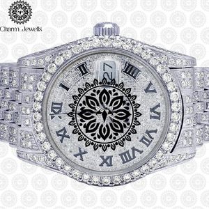 Montre de luxe pour femme Charm_Jewells en acier inoxydable, cadran rond de 38 mm, mouvement à quartz analogique, affichage de la date, fermoir pliant - Product Image 1