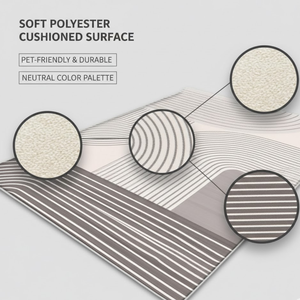 Alfombra Moderna de Diseño 2025, Suave, de Poliéster, Acolchada, Antideslizante, Apta para Mascotas, Hecha a Máquina, Color Sólido Beige, Gris Cálido, Crema, Neutro - Product Image 5
