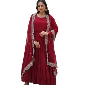 El último diseñador Faux Georgette Sequence Work Anarkali Gown de Fab Zone - Product Image 1