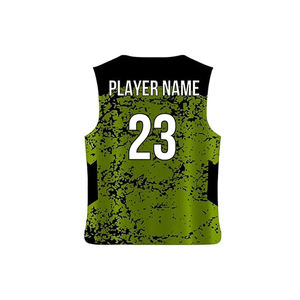 Camiseta de baloncesto de camuflaje verde personalizada, unisex, para adultos, sin mangas, con cuello en V, que absorbe la humedad, estampado sublimado con nombre y número - Product Image 3
