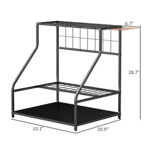 Porta Attrezzi da Giardino a 3 Livelli con Ganci per Scope e Pale a Manico Lungo, Arancione - Product Image 3