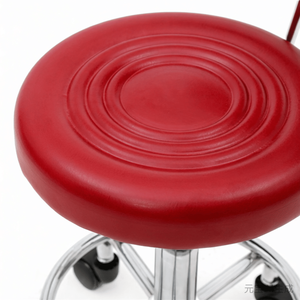 Sgabello da Salone Rotondo Regolabile con Schienale, Arredamento per Salone Rosso - Product Image 6