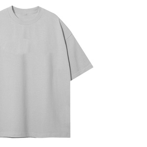 T-shirt en coton uni surdimensionné pour homme, manches courtes, col rond, décontracté, couleur unie, jersey tricoté, coupe régulière, longueur normale - Product Image 6
