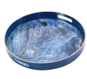 Precio al por mayor Bandejas de MDF Impresión multicolor Juego de tres bandejas de MDF para servir la decoración de la Mesa del hotel del hogar hecha por Tayyab Handicraft - Product Image 6