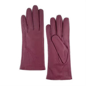 Gants d'hiver pour femmes en cuir véritable, simples, chauds, pour la conduite et le cyclisme, longueur poignet, doublure respirante en soie, compatibles écran tactile - Product Image 2