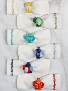 Ensemble d'anneaux de serviette élégants en résine faits à la main pour la décoration de table de réception de mariage de luxe et la décoration de banquet - Product Image 5