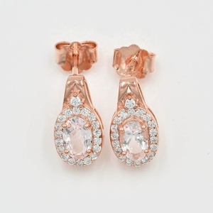 ชุดอัญมณีอัญมณี925สีเงินสเตอร์ลิงสีแชมเปญธรรมชาติ CZ Halo อัญมณีชุบทองสีเหลืองขนาด6x4มม. ทรงไข่ตัดเป็นของขวัญสำหรับผู้หญิง - Product Image 3