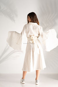 ชุดเดรสกิโมโนคอวีแขนยาวมีระบาย,ชุดกิโมโนแฟชั่นมีเข็มขัดชุดปาร์ตี้โบโฮ - Product Image 5