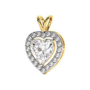 Collier pendentif halo en diamant de laboratoire en forme de cœur, or jaune 14 carats, certifié IGI, cadeau romantique pour femme, bijoux pour soirée - Product Image 4