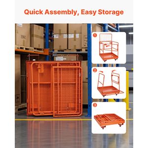 Nuova Gabbia di Sicurezza per Carrello Elevatore con Capacità di 1200 Libbre, 36,2 x 41,1 Pollici, Cestello per Operatore, 4 Ruote, Piattaforma di Lavoro Pieghevole - Product Image 6