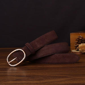 Cinturón de diseño de alta calidad, tendencia de moda vintage, cinturón informal de cuero vacuno y gamuza con hebilla de aleación cosida a mano para mujer - Product Image 3