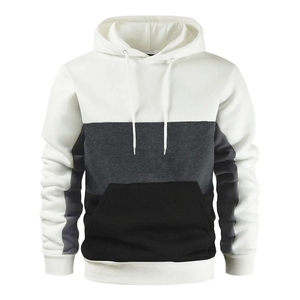Hoodie personnalisé vierge à 3 couleurs avec coutures, en tissu épais, coupé et cousu, blanc, gris, noir, pour homme, style streetwear, pull à capuche vierge - Product Image 1