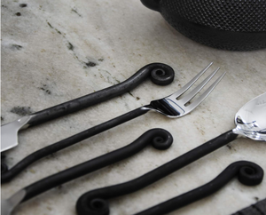 Flatware Collection Best-Selling <b>Black</b> Silverware Set of 5 Pcs <b>Table</b> Spoon Tea Spoon Fork Fruit Fork & Spreader Mirror Finished - Product Image 4