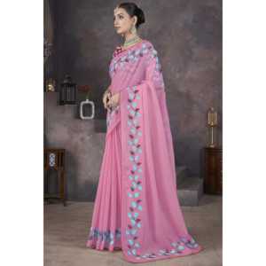 Sari de diseñador con hermoso bordado de hilo - Product Image 4